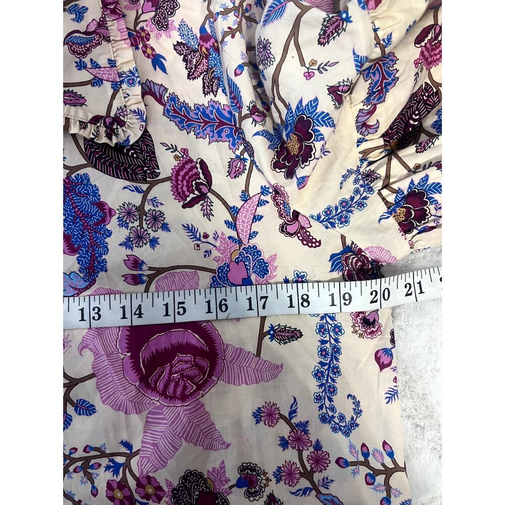 AMUR Kenna Tiered Ruffle Mini Dress Beige Floral Size 8 - Picture 6 of 8